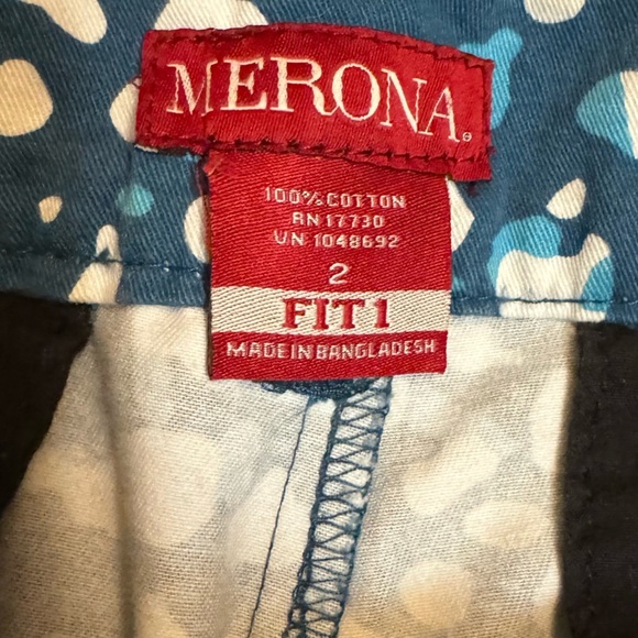 ♥️TARGET MERONA women’s flat front shorts with pockets size 2 blue white pattern - Picture 4 of 10